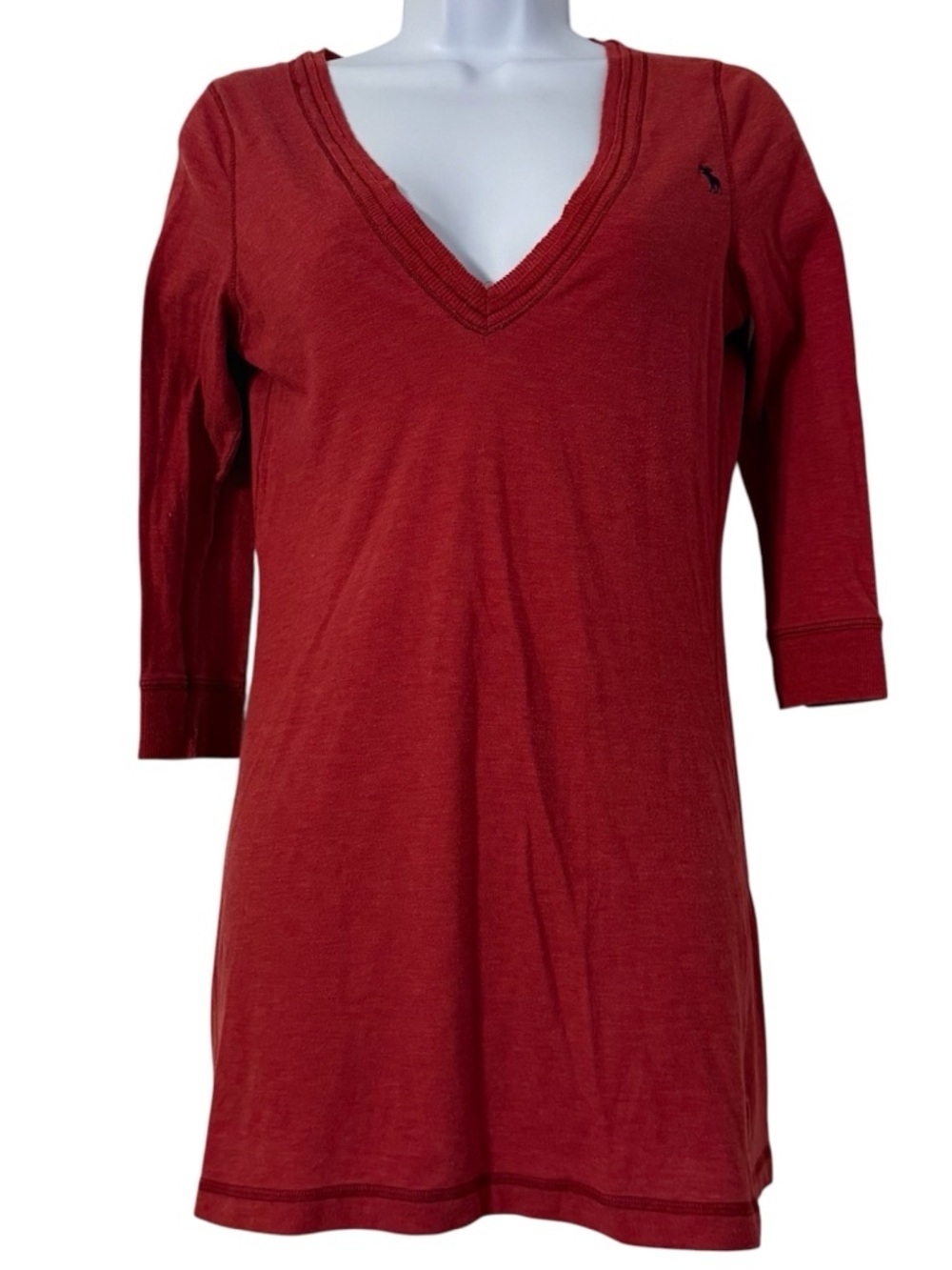 Y2K Abercrombie & Fitch V-Neck Long Tunic Top L Slim Fit Preppy Bella Swan Style